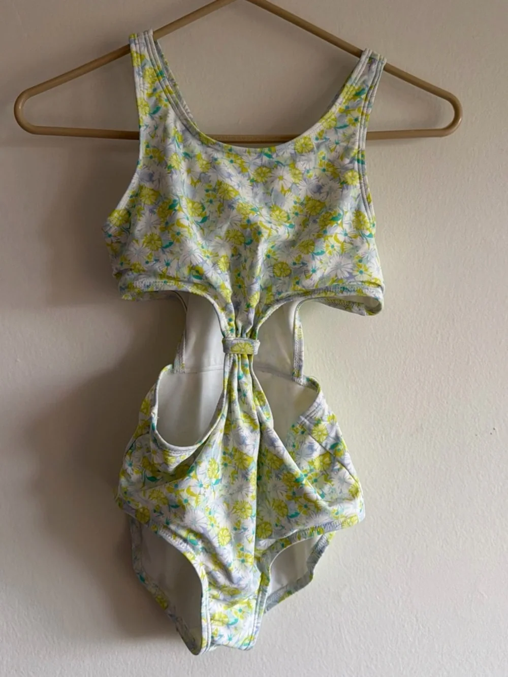 OshKosh B'gosh White Swimsuit with Yellow & Light Blue Floral Trim